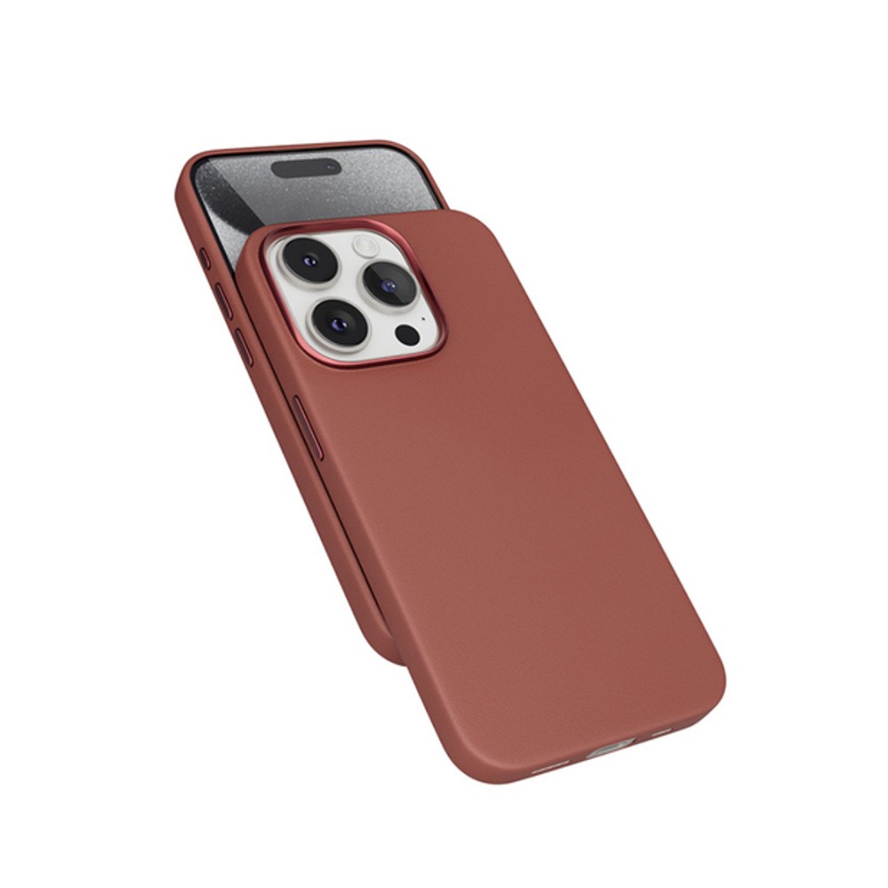 Capa em Pele Mag + iPhone 15 Pro Max Castanho