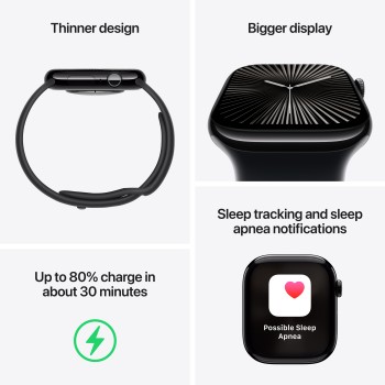 APPLE WATCH SERIES 10 GPS 46MM JET BLACK AL C/ BLACK SPORT